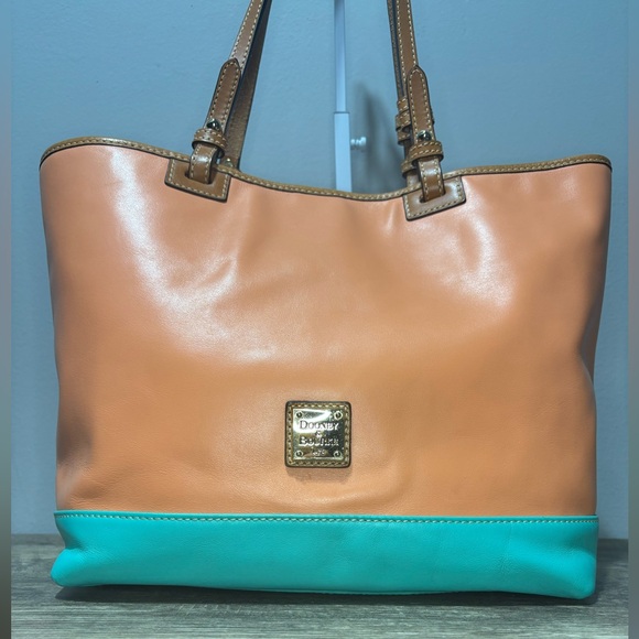 Dooney & Bourke Coral & Aqua Leather Tote - Picture 3 of 16